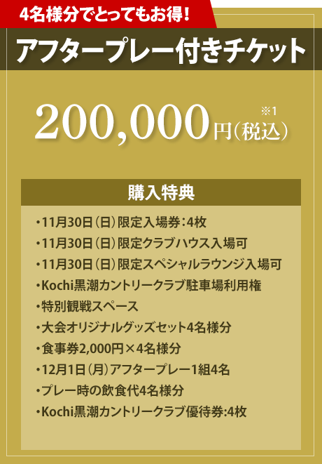 【プレミアムチケット】アフタープレー付チケット