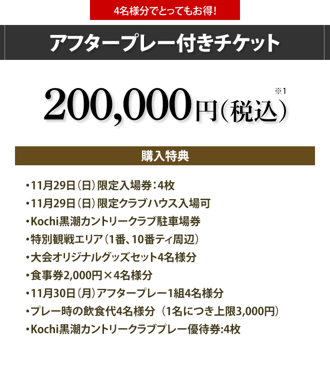 【プレミアムチケット】アフタープレー付チケット