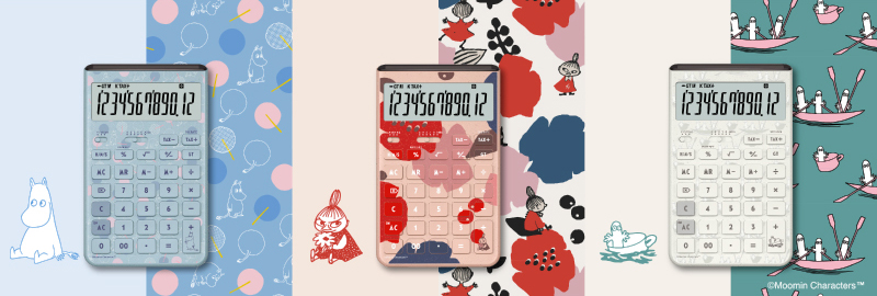 左より：ムーミンモデルの『JT-200T-MM-BU』（グレイッシュブルー）、『JT-200T-MM-PK』（グレイッシュピンク）、『JT-200T-MM-WE』（オフホワイト）のイメージ画像