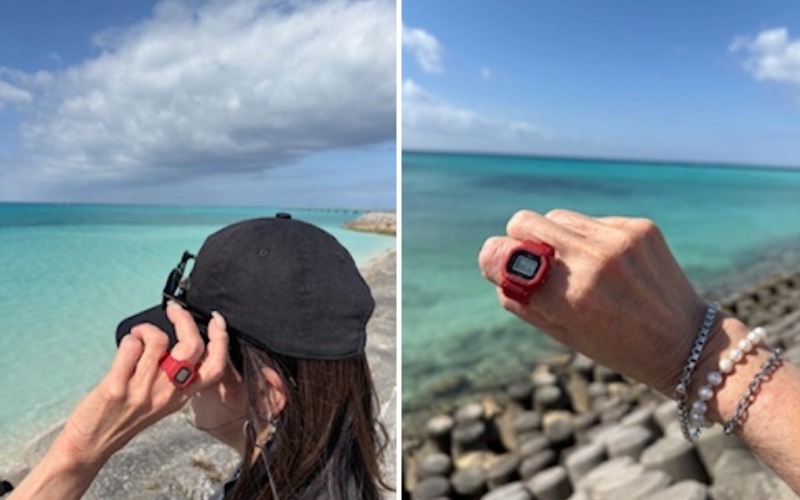 G-SHOCK nanoを指につけた画像